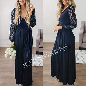 🆕⭐Boho Navy blue lace maxi dress